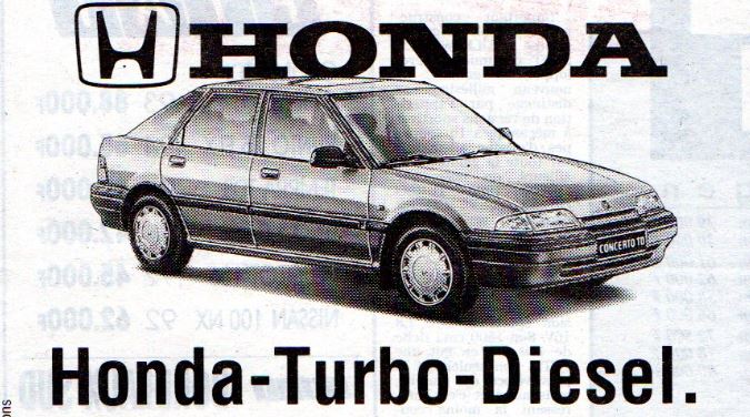 [Les tiroirs de l’insolite] Honda Concerto TD : Le diesel sans l’aimer…